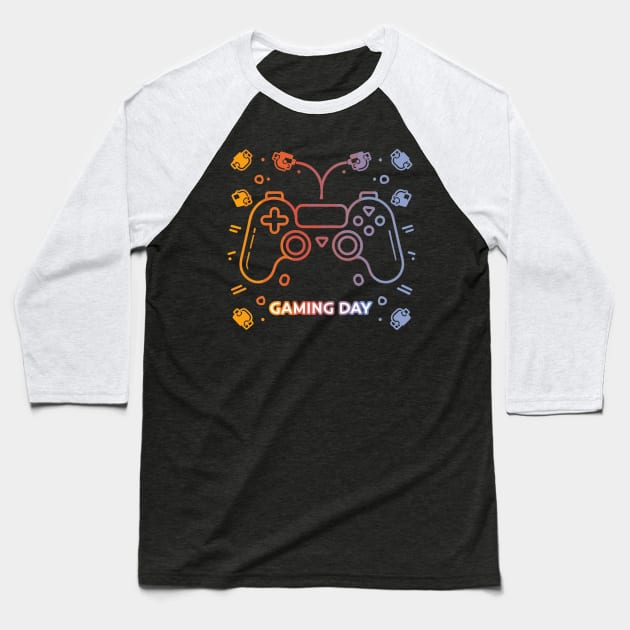 Gaming Day Baseball T-Shirt by NAM Illustration